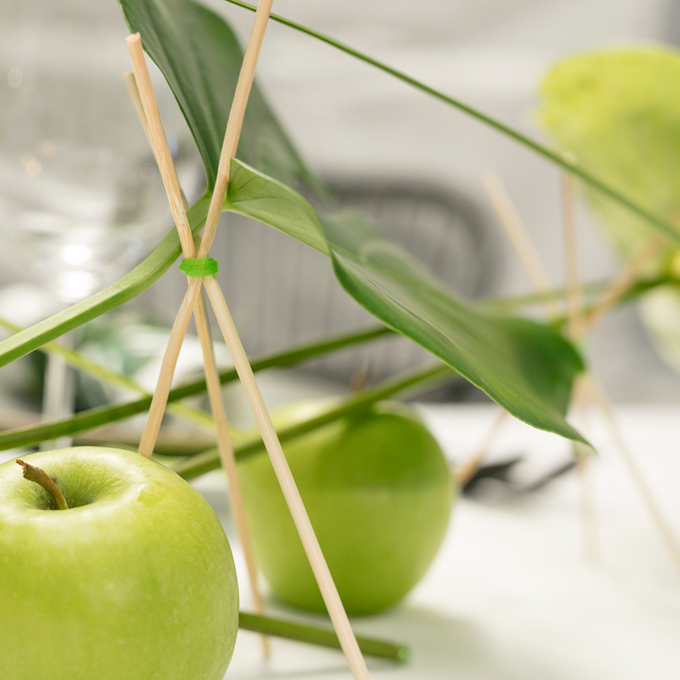 Smuk efterårsborddækning med grønne æbler - Plantorama