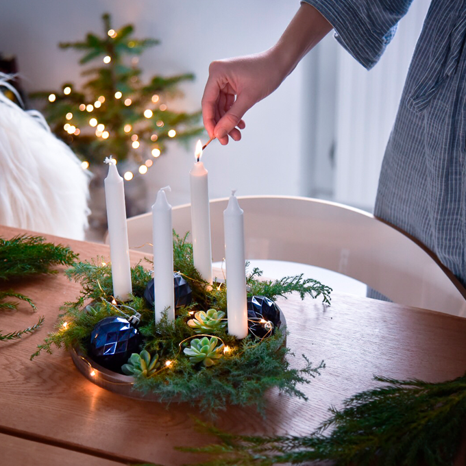 DIY: Moderne adventskrans med grønne planter - Plantorama