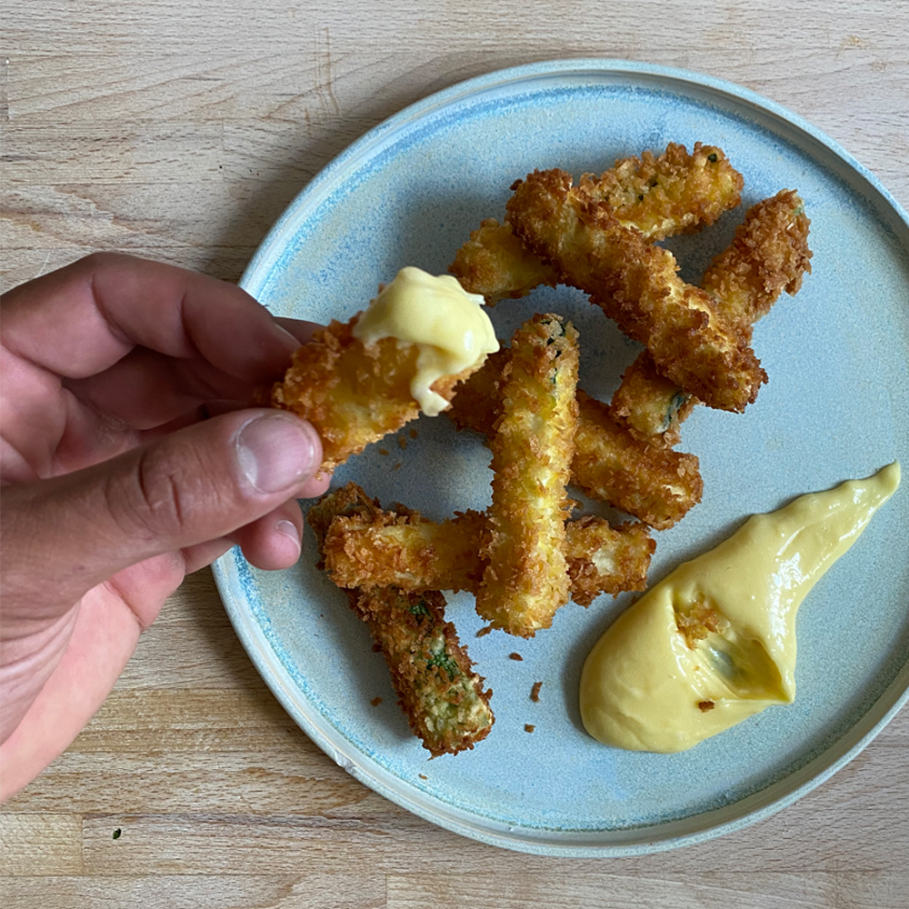 Jons sprøde squash-fries med hjemmelavet aioli - Plantorama