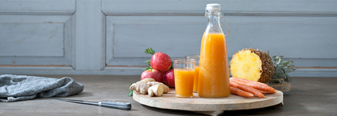 Opskrift: Juice med gulerod, æble og ananas - Plantorama