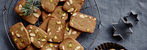 Opskrift: Smagfulde brunkager med pistacie og mandler - Plantorama